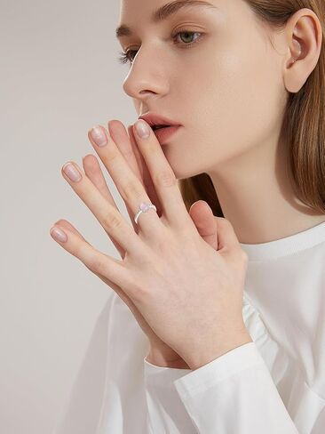 الحجر الرملي الأزرق البيضاوي/Carnelian/Rose Quartz Ring 925 Sterling Silver Healing Crystal Jewelry for Women (مع صندوق الهدايا) in Kuwait