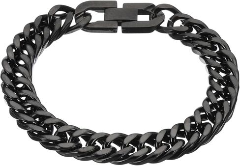 PATIKIL 10mm Width Cuban Link Chain Bracelets, 7.5 Inch Length Stainless Steel Curb Wrist Chain Bracelet for Men Women Valentine's Day Father's Day Gifts, Gold Tone in Saudi Arabia