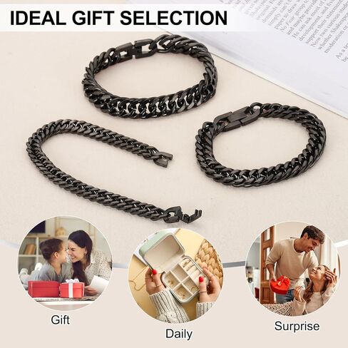 PATIKIL 10mm Width Cuban Link Chain Bracelets, 7.5 Inch Length Stainless Steel Curb Wrist Chain Bracelet for Men Women Valentine's Day Father's Day Gifts, Gold Tone in Saudi Arabia