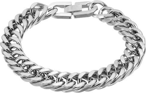 PATIKIL 10mm Width Cuban Link Chain Bracelets, 7.5 Inch Length Stainless Steel Curb Wrist Chain Bracelet for Men Women Valentine's Day Father's Day Gifts, Gold Tone in Kuwait