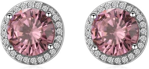 حزمة المجوهرات ، مجموعة المجوهرات ، قلادة قلادة وأقراط مسمار ، النحاس ، 18 كيلو بلاتين مطلي ، جولة الزركونيوم الوردي in Kuwait