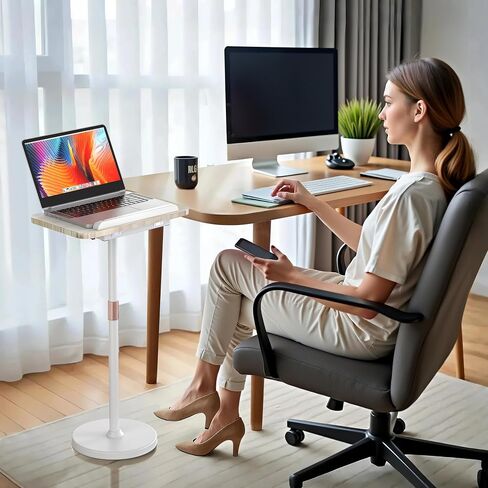 2 in 1 Dual-use Portable Laptop Floor Stand & Laptop Stand for Desk, Portable Standing Desk with Adjustable Height from 16.5" to 51", Solid Wood Stable Small Standing Desk for Office, Home, Study in Saudi Arabia