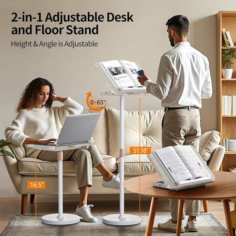 2 in 1 Dual-use Portable Laptop Floor Stand & Laptop Stand for Desk, Portable Standing Desk with Adjustable Height from 16.5" to 51", Solid Wood Stable Small Standing Desk for Office, Home, Study in Saudi Arabia