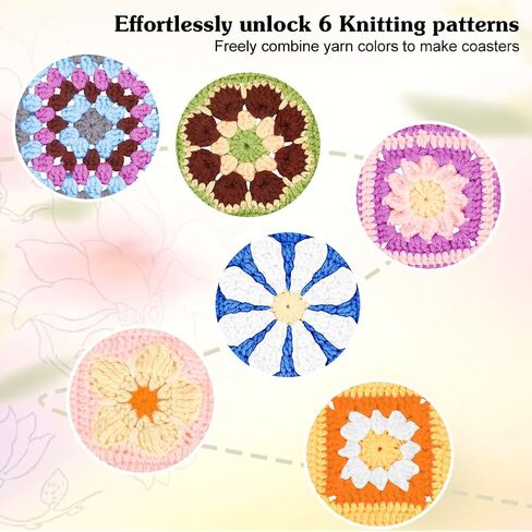 ORIGACH 12 Set Crochet Daisy Flower Granny Square Crochet kit for Beginners Adult, 6 in 1 Handmade Crochet Coasters kit Complete Knitting Kit with Step-by-Step Video Tutorials Yarns Crochet Hook in Saudi Arabia