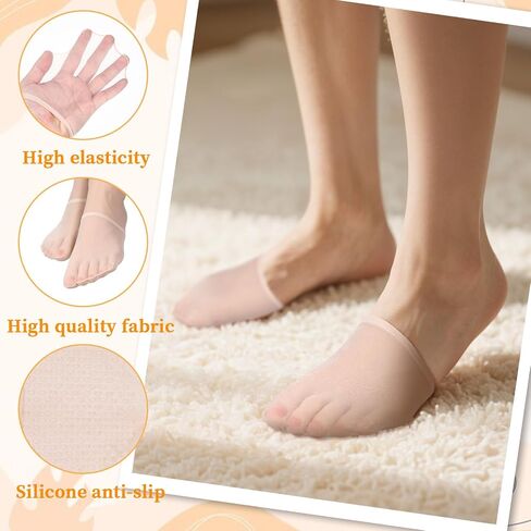 6Pairs Toe Topper Socks Women Teo Liner Half Socks Women's Toe Topper Sockes No Show Liner Half Sock for Heels Non Slip Liners Toes Covers for Mules Cushion Bottom Toes Cover Halfs Sock in Saudi Arabia
