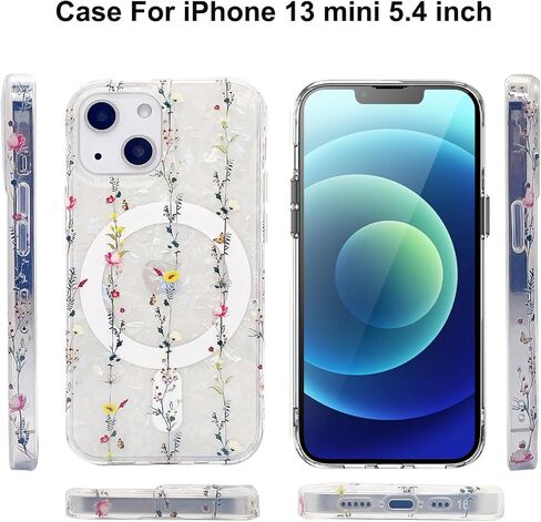 الحالة المغناطيسية لـ iPhone 13 Mini 5.4 بوصة متوافقة مع Magsafe شحن TPU الناعم الصدمات النحيف Slim Frackproof Presctive Cover (Nebula Galaxy Cat) in Kuwait