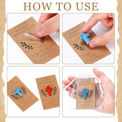 Tioncy 40 Sets Pocket Hug Token Bulk Hug Greeting Cards with Cross Crystal Stones Greeting Cards Keepsake Exchange Card Relationship Gift for Friends Colleagues Family Distance Social Present in Kuwait