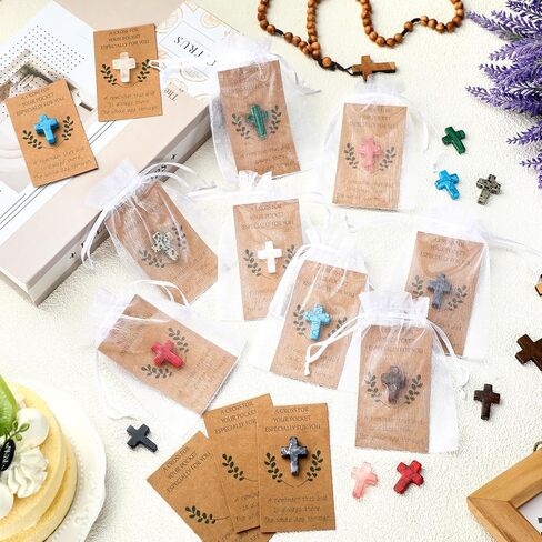 Tioncy 40 Sets Pocket Hug Token Bulk Hug Greeting Cards with Cross Crystal Stones Greeting Cards Keepsake Exchange Card Relationship Gift for Friends Colleagues Family Distance Social Present in Kuwait