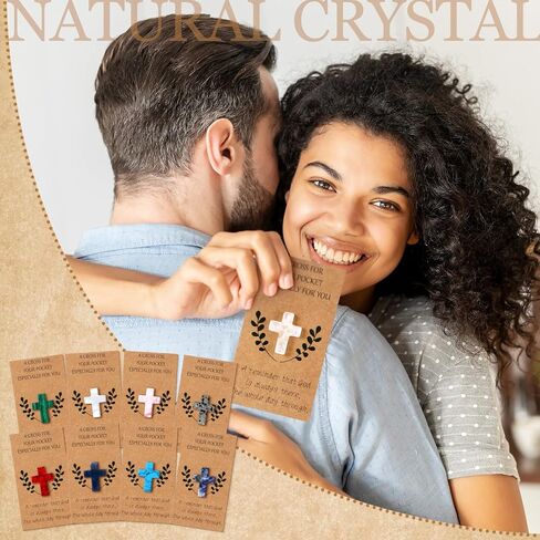 Tioncy 40 Sets Pocket Hug Token Bulk Hug Greeting Cards with Cross Crystal Stones Greeting Cards Keepsake Exchange Card Relationship Gift for Friends Colleagues Family Distance Social Present in Kuwait