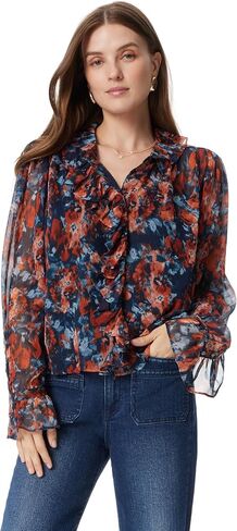 Sam Edelman Women's Jasleen Ruffled Long Sleeve Button Front Top Standard in Saudi Arabia