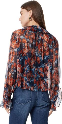 Sam Edelman Women's Jasleen Ruffled Long Sleeve Button Front Top Standard in Saudi Arabia