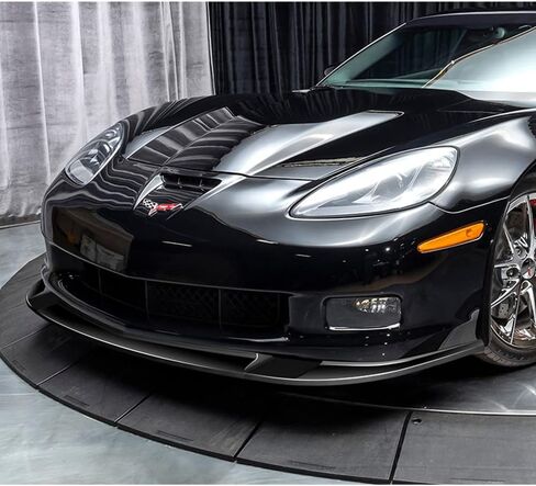 Q1-TECH, Front Bumper Lip fit for Compatible with 2005-2013 Chevy Corvette C6 Base Models Only, Front Bumper Lip Spoiler Air Chin Body Kit Splitter ABS, ZR1-Style (Painted Black) in Kuwait
