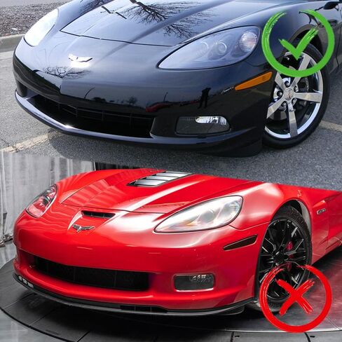 Q1-TECH, Front Bumper Lip fit for Compatible with 2005-2013 Chevy Corvette C6 Base Models Only, Front Bumper Lip Spoiler Air Chin Body Kit Splitter ABS, ZR1-Style (Painted Black) in Kuwait