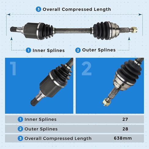Front Left Driver Side CV Axle Drive Shaft Assembly for 2007-2012 Dodge Caliber for 2007-2017 Jeep Compass Patriot in Saudi Arabia