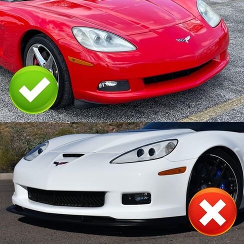 Q1-TECH, Front Bumper Lip fit for Compatible with 2005-2013 Chevy Corvette C6 Base Models Only, Front Bumper Lip Spoiler Air Chin Body Kit Splitter ABS, ZR1-Style (Painted Black) in Kuwait