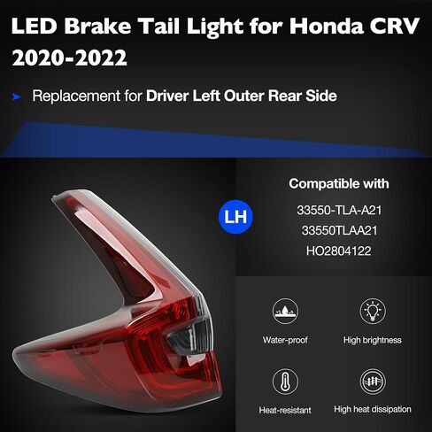 مجموعة ضوء الذيل - خلفي LED الخارجي متوافق مع Honda CRV 2017 2018 2019 - LED Brake Tail Light استبدال لـ HO2804113 | 33550 -TLA -A01 - سائق الجانب الخلفي الخارجي الأيسر in Saudi Arabia