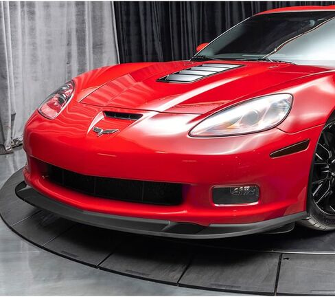 Q1-TECH, Front Bumper Lip fit for Compatible with 2005-2013 Chevy Corvette C6 Base Models Only, Front Bumper Lip Spoiler Air Chin Body Kit Splitter ABS, ZR1-Style (Painted Black) in Kuwait