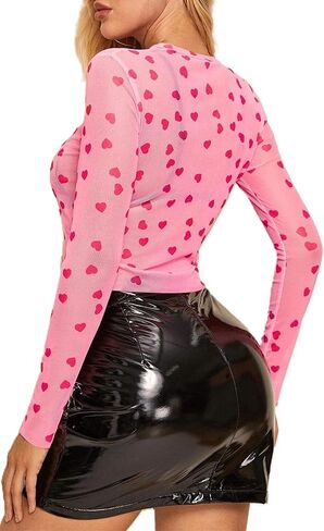 المرأة المثيرة للنادي الشفاهية seethrough طويلة الأكمام السمكة الشبكة الشبكة الشبكية قمم تي شيرت قميص بلوزة أسود in Kuwait