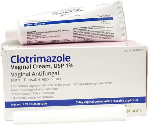 Clotrimazole Cream ، USP 1 ٪ ، 1.59 أوقية أنبوب مع أحد قضيب واحد قابل لإعادة الاستخدام ، العلاج لمدة 7 أيام in Kuwait