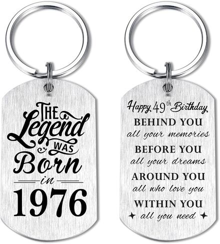 Yobent 49th Birthday Gifts for Men 1976, Happy 49th Birthday Keychain, 49 Year Old Bday Gifts for Women, The Legend was Born in 1976 in Saudi Arabia