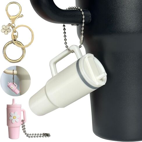 Mini Cup Keychain Designed for Stanley 40 oz Tumbler,Mini Cup Keychain for School Bag Key,Car Key,Personalized Decorative Pendant，Cute Tumbler Chapstick Holder(Pure White) in Saudi Arabia