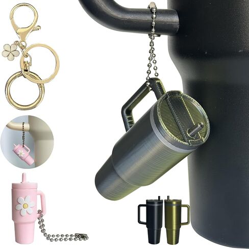 Mini Cup Keychain Designed for Stanley 40 oz Tumbler,Mini Cup Keychain for School Bag Key,Car Key,Personalized Decorative Pendant，Cute Tumbler Chapstick Holder(Pure White) in Saudi Arabia