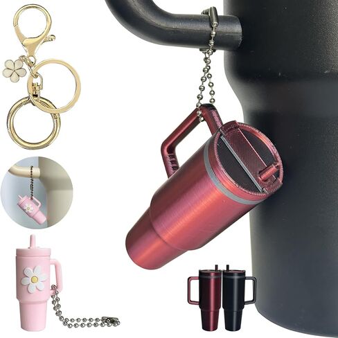 Mini Cup Keychain Designed for Stanley 40 oz Tumbler,Mini Cup Keychain for School Bag Key,Car Key,Personalized Decorative Pendant，Cute Tumbler Chapstick Holder(Pure White) in Saudi Arabia