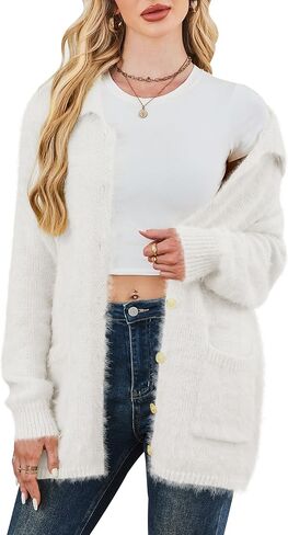 CAKULO WOMENS الضخمة الضخمة السترات الصوفية الخريف الخريف ملابس الشتاء المفتوحة جناح Collared Cardigans جيوب 2025 in Kuwait