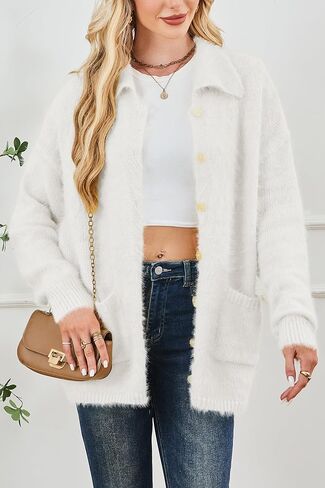 CAKULO WOMENS الضخمة الضخمة السترات الصوفية الخريف الخريف ملابس الشتاء المفتوحة جناح Collared Cardigans جيوب 2025 in Kuwait