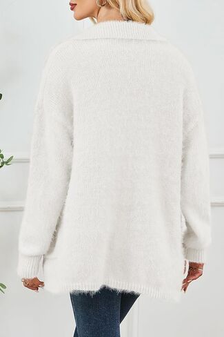 CAKULO WOMENS الضخمة الضخمة السترات الصوفية الخريف الخريف ملابس الشتاء المفتوحة جناح Collared Cardigans جيوب 2025 in Kuwait