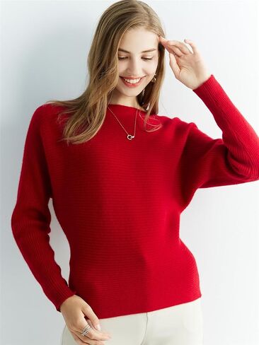 سترة Bollrllr النسائية المحبوكة 100 ٪ Merino Wool O Neck Dolman Sleeve Pullover Winter Autumn Sweater in Saudi Arabia