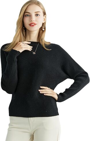 سترة Bollrllr النسائية المحبوكة 100 ٪ Merino Wool O Neck Dolman Sleeve Pullover Winter Autumn Sweater in Saudi Arabia