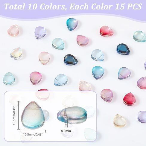 200Pcs Teardrop Glass Beads 9x6x5mm Transparent Water Drop Crystal Glass Beads Random Mixed Czech Glass Beads Mixed Color Beads Charm for DIY Jewelry Making Craft,Hole:1mm in Saudi Arabia