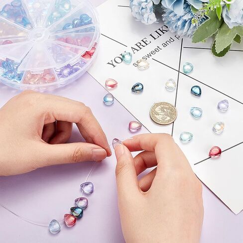 200Pcs Teardrop Glass Beads 9x6x5mm Transparent Water Drop Crystal Glass Beads Random Mixed Czech Glass Beads Mixed Color Beads Charm for DIY Jewelry Making Craft,Hole:1mm in Saudi Arabia