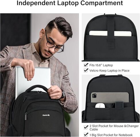 Hanke College Laptop Backpack Multi-Pocket, 18-Inch Large Travel Backpack for Men Women, Water Resistant College Bookbag for 15.6 Inch Laptop, Casual Daily Personal Item Size,Army Green in Kuwait