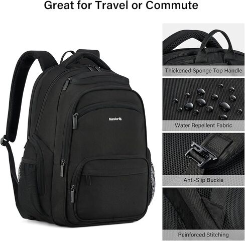 Hanke College Laptop Backpack Multi-Pocket, 18-Inch Large Travel Backpack for Men Women, Water Resistant College Bookbag for 15.6 Inch Laptop, Casual Daily Personal Item Size,Army Green in Kuwait