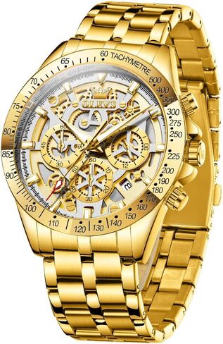 OLEVS Watch for Men Skeleton Business Dress Stainless Steel Waterproof Luminous Mens Wrist Watch in Saudi Arabia