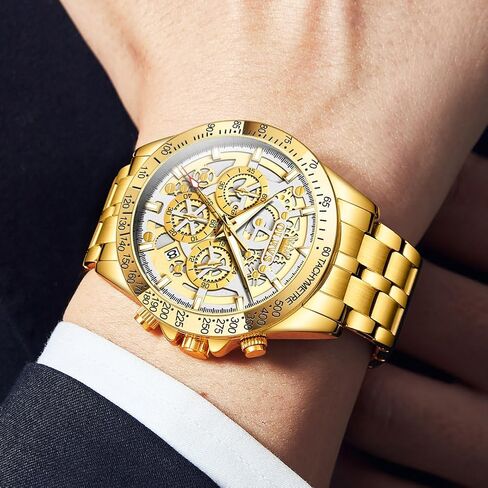 OLEVS Watch for Men Skeleton Business Dress Stainless Steel Waterproof Luminous Mens Wrist Watch in Saudi Arabia