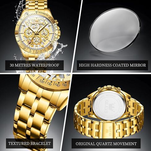OLEVS Watch for Men Skeleton Business Dress Stainless Steel Waterproof Luminous Mens Wrist Watch in Saudi Arabia