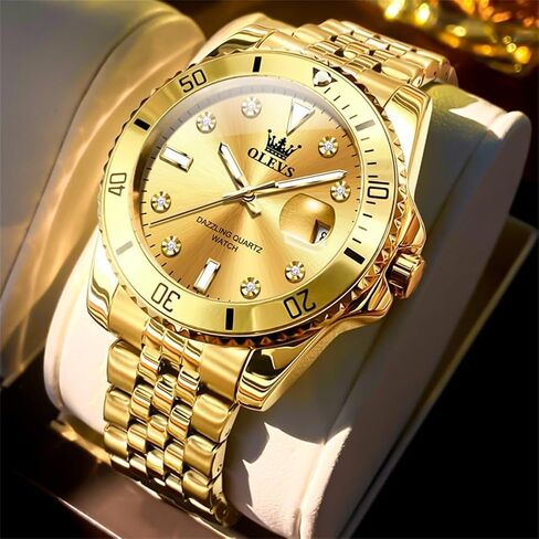 OLEVS Watch for Men Skeleton Business Dress Stainless Steel Waterproof Luminous Mens Wrist Watch in Kuwait