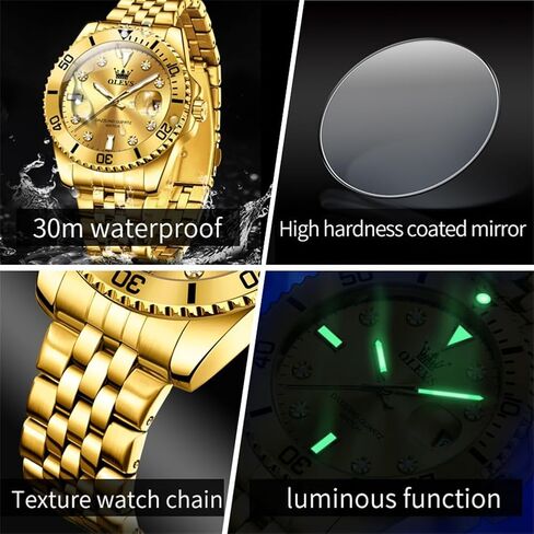 OLEVS Watch for Men Skeleton Business Dress Stainless Steel Waterproof Luminous Mens Wrist Watch in Kuwait