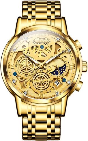 OLEVS Watch for Men Skeleton Business Dress Stainless Steel Waterproof Luminous Mens Wrist Watch in Kuwait