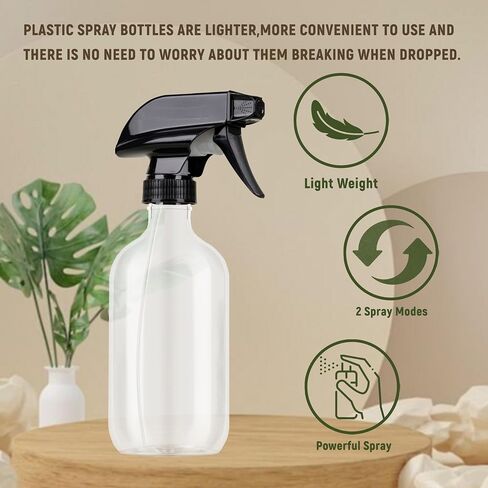 Amber Glass Spray Bottles 2 Pack, Chemical Resistance Refillable 16 oz Empty Spray Bottle for Cleaning Solution,Durable and Powerful Nozzle, Spray Bottles for Hair, Plants, Cleaner, Oil in Saudi Arabia