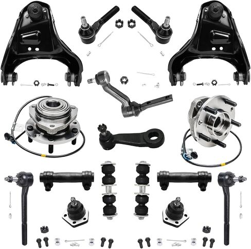 Detroit Axle - Front End 16pc Suspension Kit for 4WD Chevy Blazer S10 GMC Jimmy Sonoma Hombre, Wheel Bearing Hubs Upper Control Arms Lower Ball Joints Sway Bars Tie Rods Idler Pitman Arms Replacement in Saudi Arabia