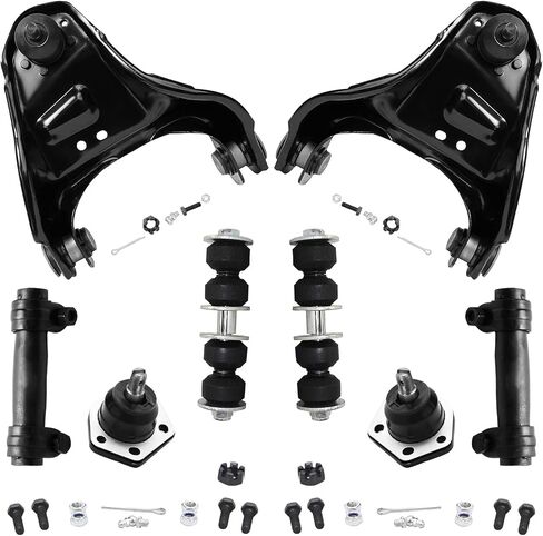 Detroit Axle - Front End 16pc Suspension Kit for 4WD Chevy Blazer S10 GMC Jimmy Sonoma Hombre, Wheel Bearing Hubs Upper Control Arms Lower Ball Joints Sway Bars Tie Rods Idler Pitman Arms Replacement in Saudi Arabia