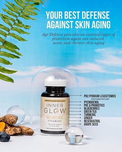 Age Defense Vitamins - Dermatologist and Plastic Surgeon Developed to Fight photoaging and Melasma, Polypodium Leucotomos Antioxidant Formula – Vegan, Gluten-Free – 60 Capsules in Saudi Arabia