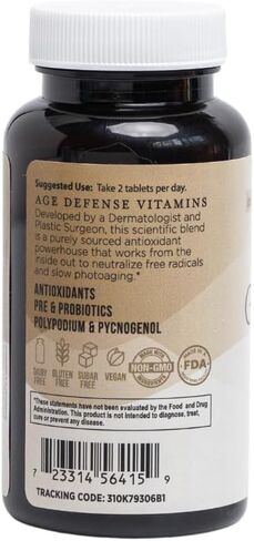 Age Defense Vitamins - Dermatologist and Plastic Surgeon Developed to Fight photoaging and Melasma, Polypodium Leucotomos Antioxidant Formula – Vegan, Gluten-Free – 60 Capsules in Saudi Arabia