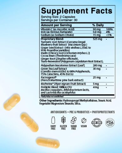 Age Defense Vitamins - Dermatologist and Plastic Surgeon Developed to Fight photoaging and Melasma, Polypodium Leucotomos Antioxidant Formula – Vegan, Gluten-Free – 60 Capsules in Saudi Arabia