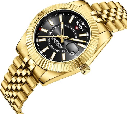 NIBOSI Watches for Men Analog Quartz Stainless Steel Dial with Date Waterproof Business Classic Luxury Dress Mens Wrist Watches in Kuwait
