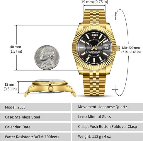 NIBOSI Watches for Men Analog Quartz Stainless Steel Dial with Date Waterproof Business Classic Luxury Dress Mens Wrist Watches in Kuwait